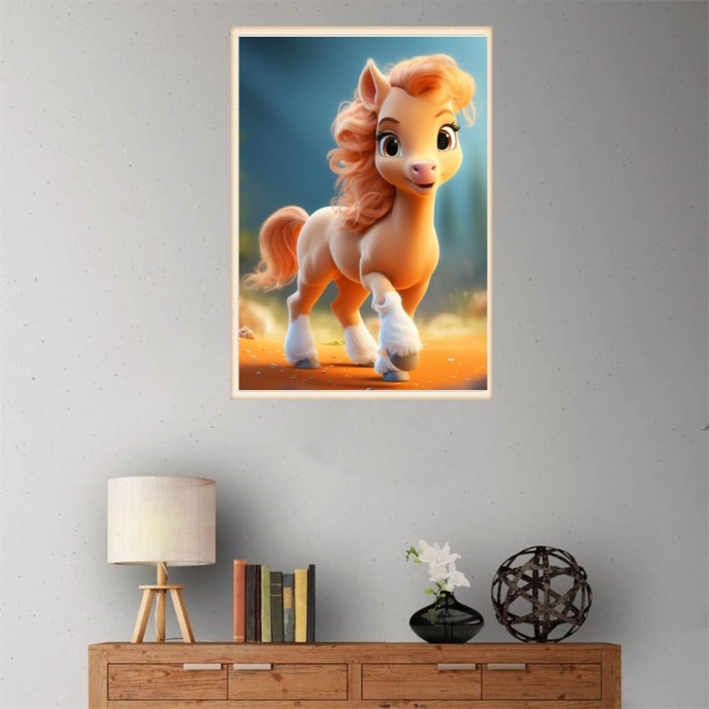 5D DIY Diamond Painting, Pony 锛孒orse Painting Diamond Painting Kit for Adults, Rhinestone Embroidery, Diamond Art, Home Wall Decor Gift,Handmade Art Painting 12x16 Inch