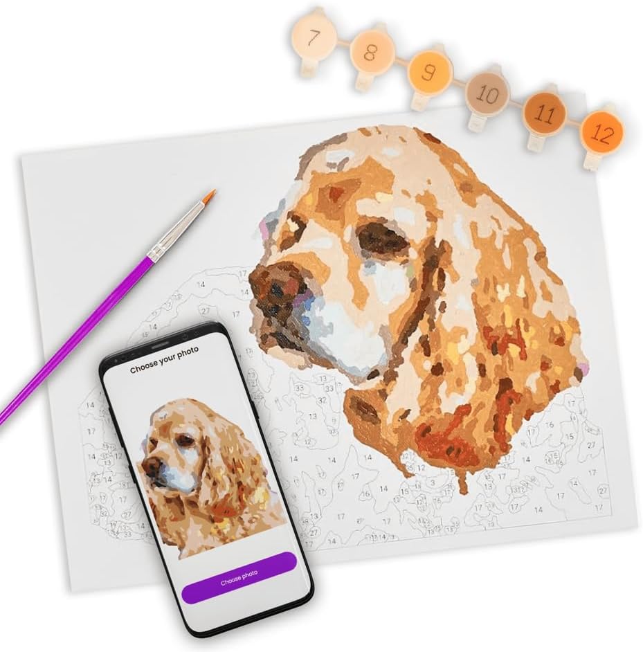 Paintable Pictures | Paint Your Photo by Number: Pets Edition | Customizable Kit | Printable Canvas | Custom Paint by Number Technology