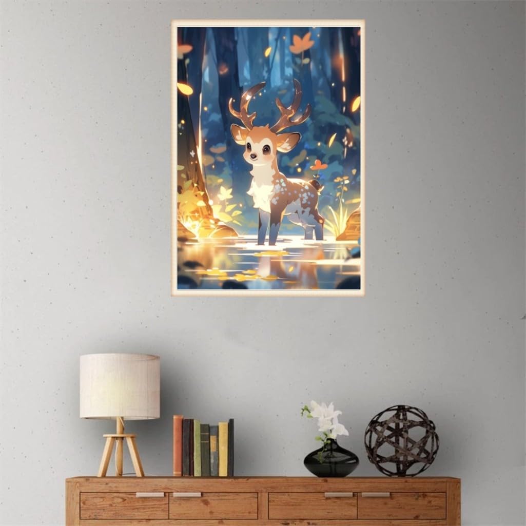 5D DIY Diamond Painting, Elk Painting Diamond Painting Kit for Adults, Rhinestone Embroidery, Diamond Art, Home Wall Decor Gift,Handmade Art Painting 12x16 Inch