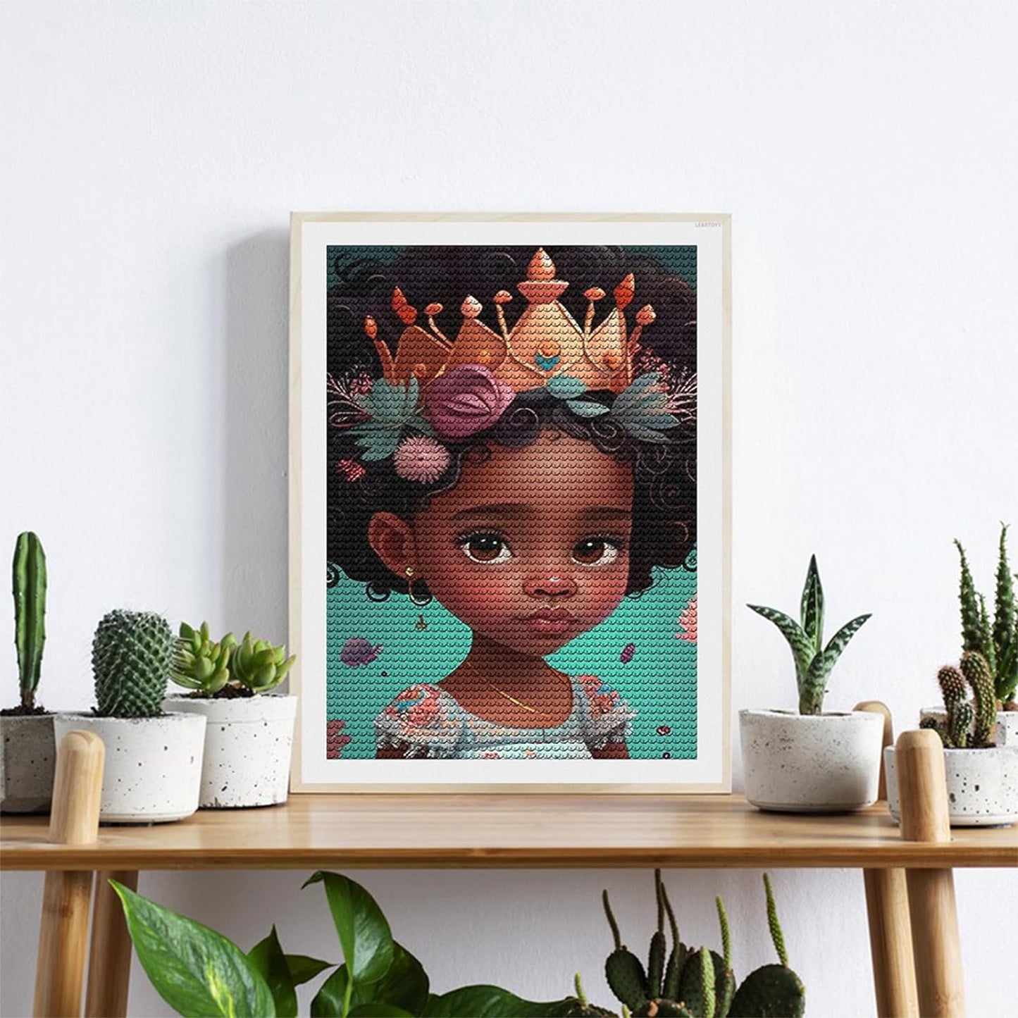 DIY Diamond Painting Kits for Adults, 5d Diamond Painting Kits Round Full Drill Diamond Painting Art Drawing for Home Wall Decor, African Black Girl Princess Flowers 12x16 inch