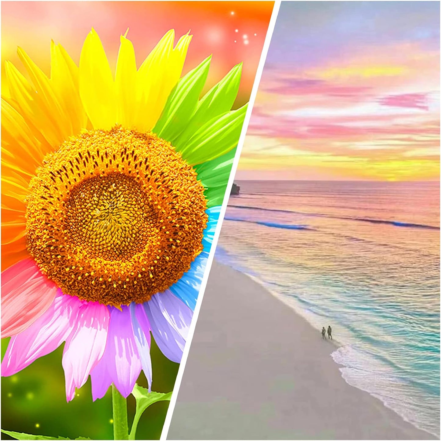 QUITEDEW Beach Diamond Painting, Landscape Diamond Art Kits for Adults, Starfish Diamond Painting Kits for Kids Crafts Gift 12x16 Inch