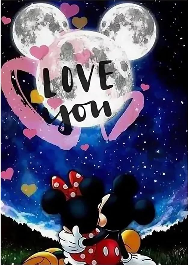 uohqhi Diamond Painting Kit Mickey Mouse 5D Diamond Art for Adults and Kids Full Round Drill Art Gems Mickey Diamond Dotz for Home Wall D茅cor 12X16inch
