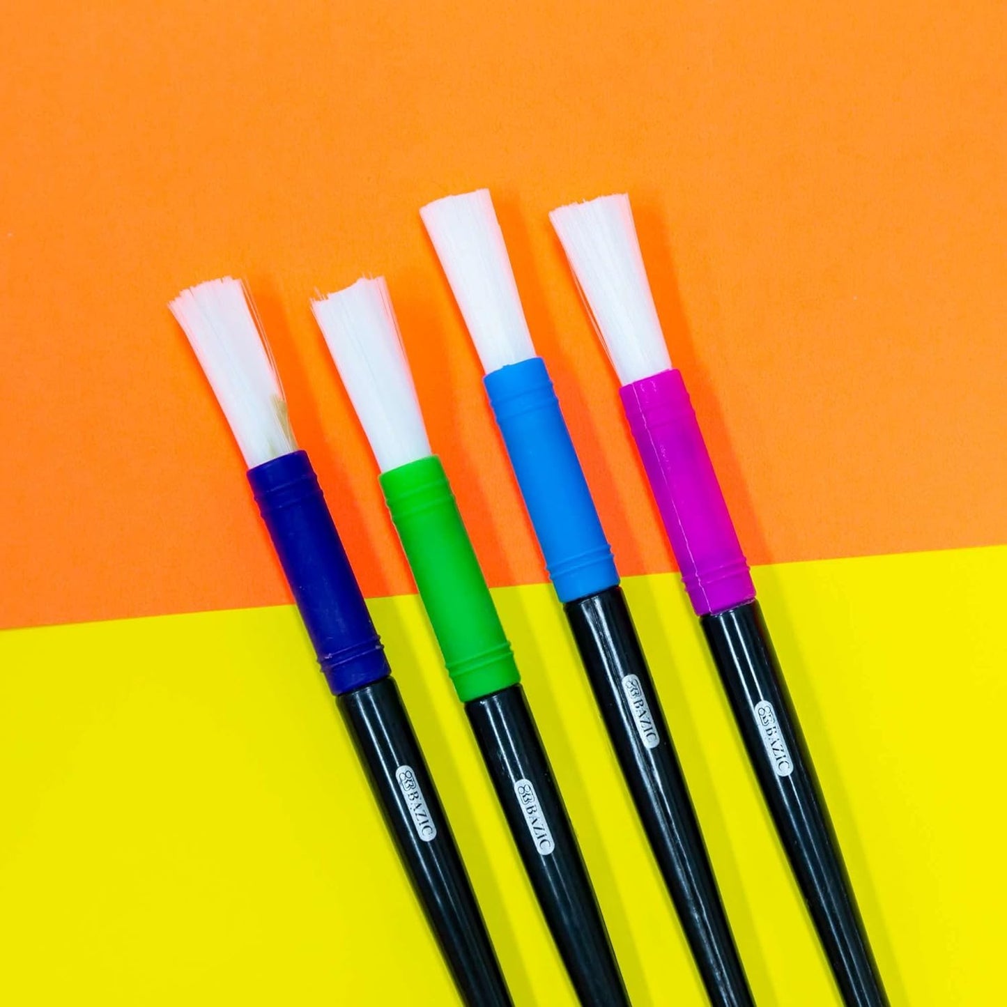 BAZIC Paint Brushes Set Round Nylon Bristle Brush, Jumbo Paintbrushes for Acrylic Oil Watercolor Gouache Art Painting, Gift for Kids (4/Pack), 1-Pack