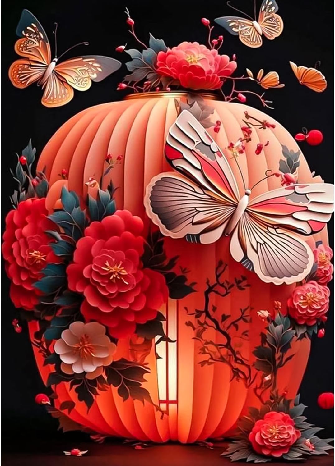 RICUVED Diamond Painting Kits for Adults, Halloween Diamond Art Kits Pumpkin Diamond Painting, Full Drill Diamond Art Painting Diamond Gem Dots Art and Crafts for Home Wall Decor Gifts 12x12Inch