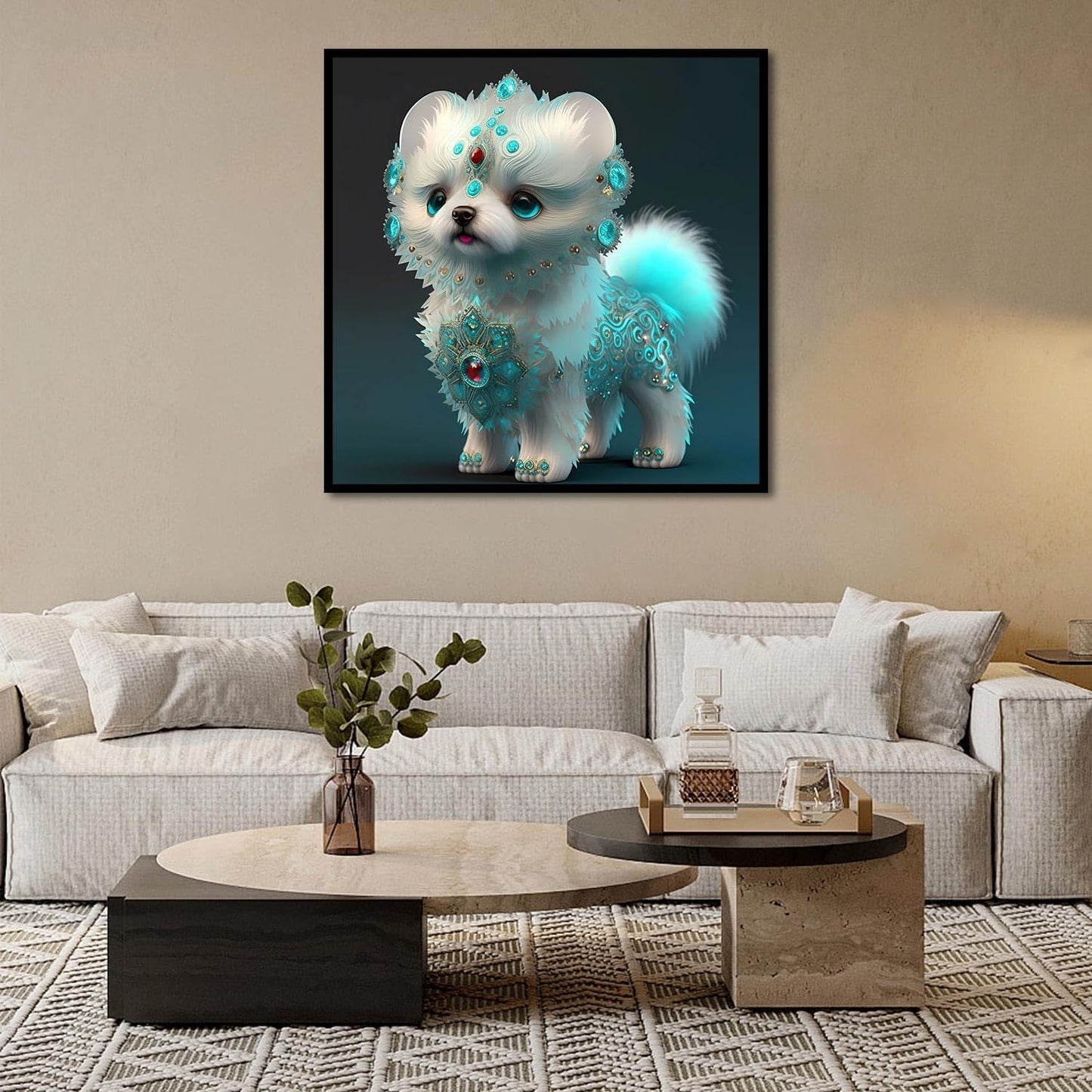 CEUHROG 5D Diamond Art Kits for Adults-DIY Dog Diamond Paintings for Adults Beginner, Animal Round Full Drill Gem Home Wall Decor Gifts 14x14 in