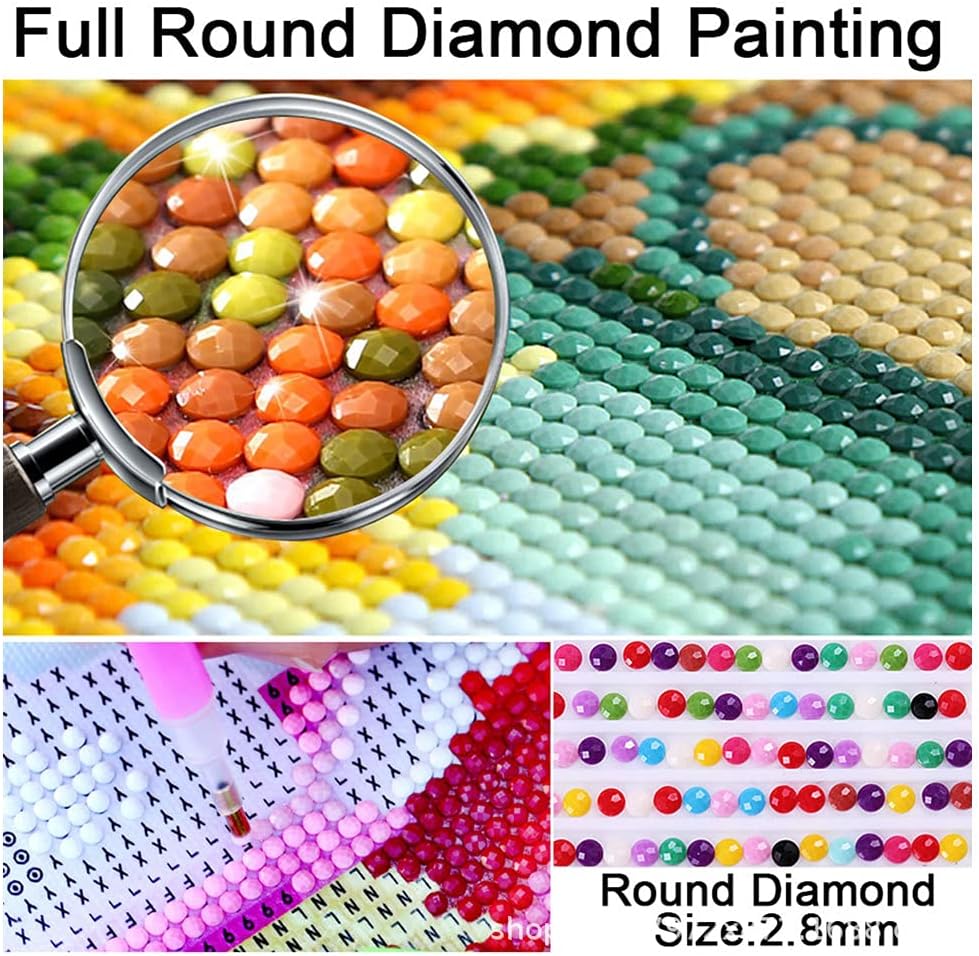 5D Full Drill Diamond Painting Kit, Beach Sunset Digital Painting Diamonds, DIY Painting Kit Full Drill Crystal Embroidery Painting, Crystal Diamond Art for Home Decoration Products (12x16inch)