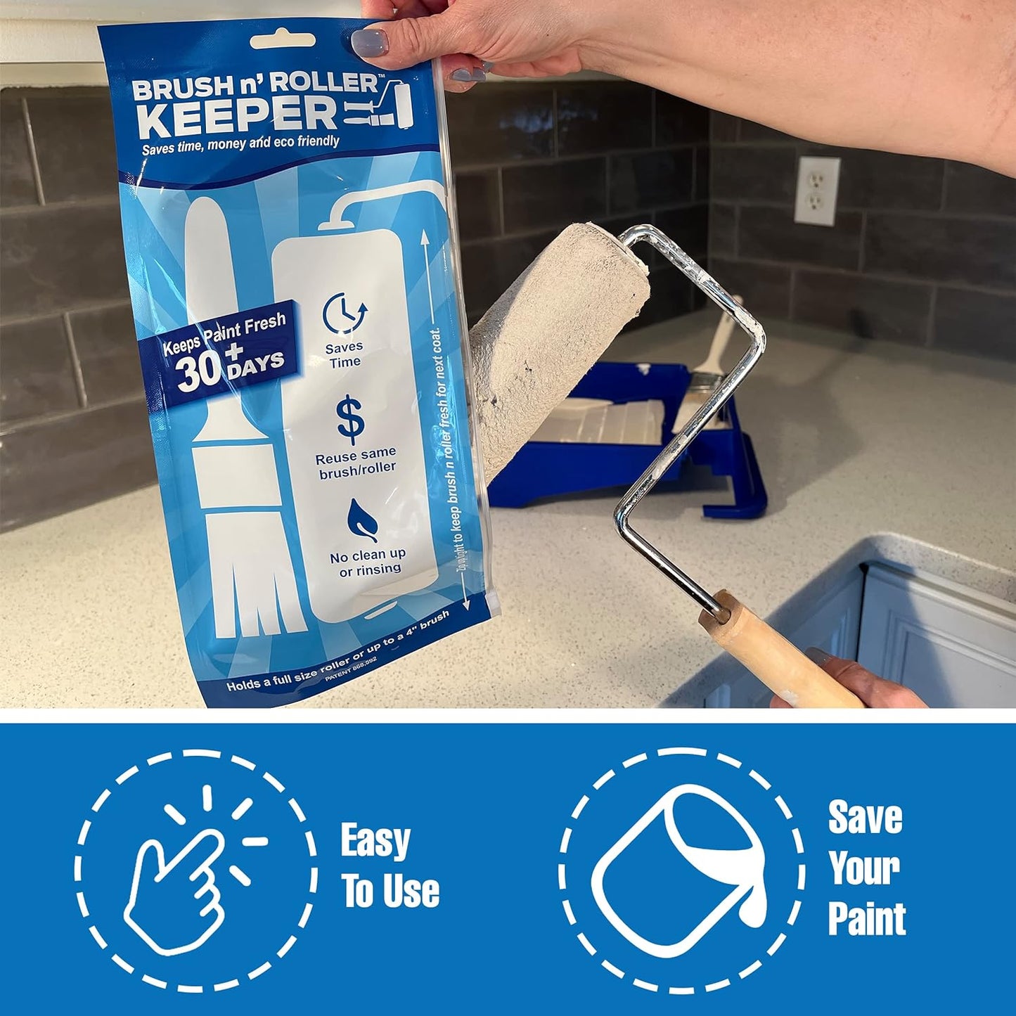 Touch Up Cup Brush & Roller Keeper, Paint Roller Cover Wet Brush Storage Bag, Pack of 6, As Seen On Shark Tank Products