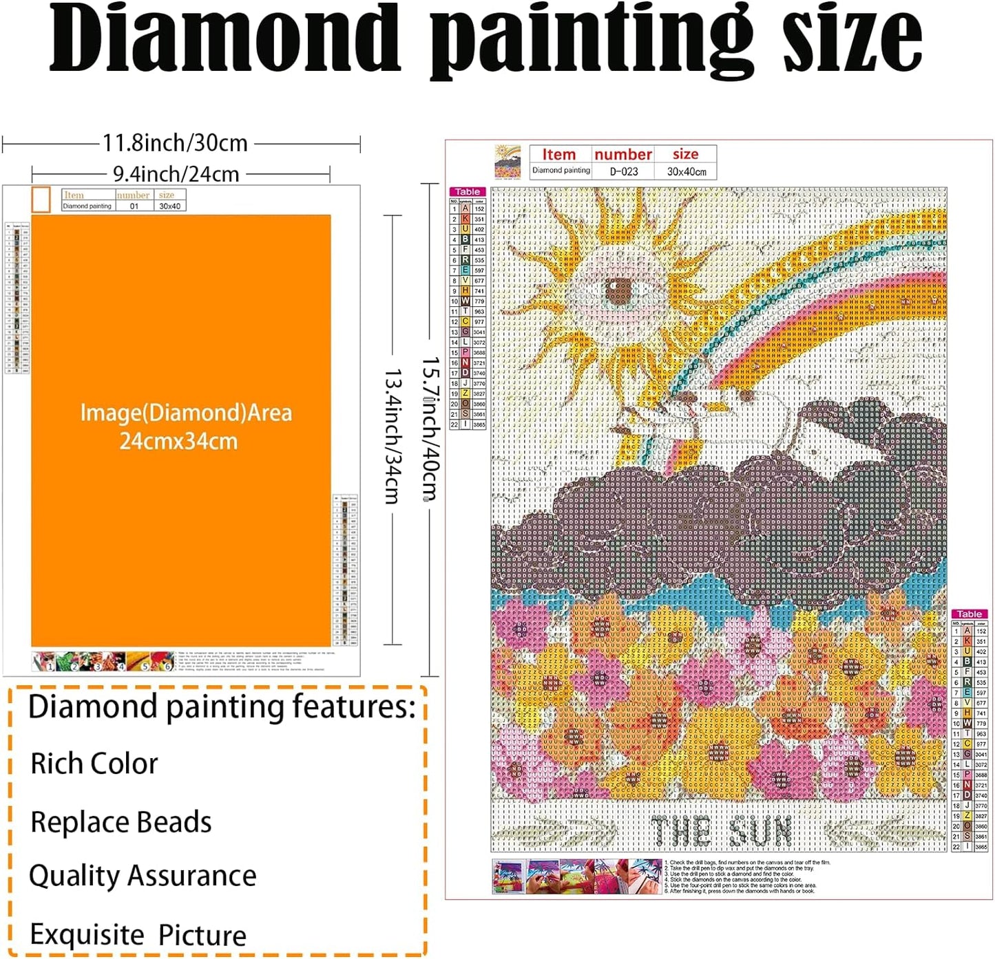 Diamond Painting Kit for Adults,5D Diamond Art Round Full Diamond Painting Kits-Tarot Brand Sun,Diamond Painting Art,Diamond Painting Art for Gifts and Home Decor (11.8x15.7 inches)