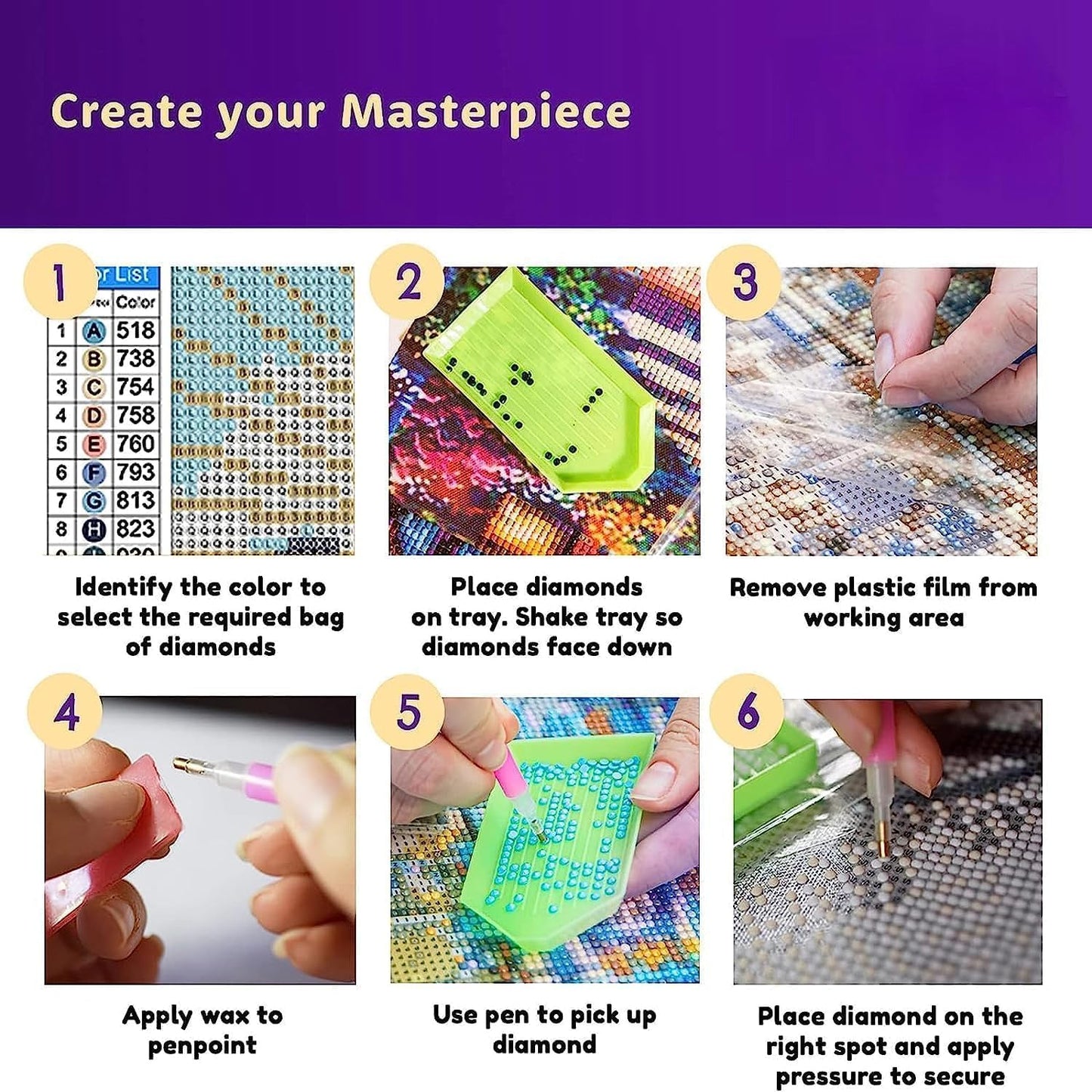 Leatrice 6 Pack Diamond Painting Kits锛孌iamond Painting Adults Full Drill Crafts for Adults Kids Beginners锛孉bstract Diamond Painting Packs Gem Art Home Wall Decor 11.8x15.7inch