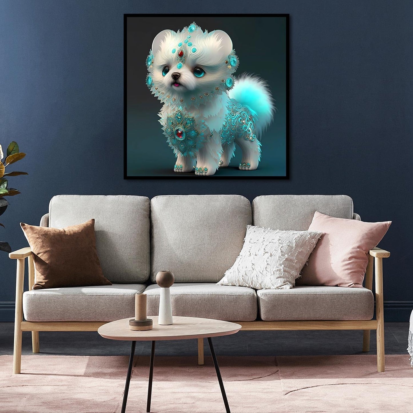 CEUHROG 5D Diamond Art Kits for Adults-DIY Dog Diamond Paintings for Adults Beginner, Animal Round Full Drill Gem Home Wall Decor Gifts 14x14 in