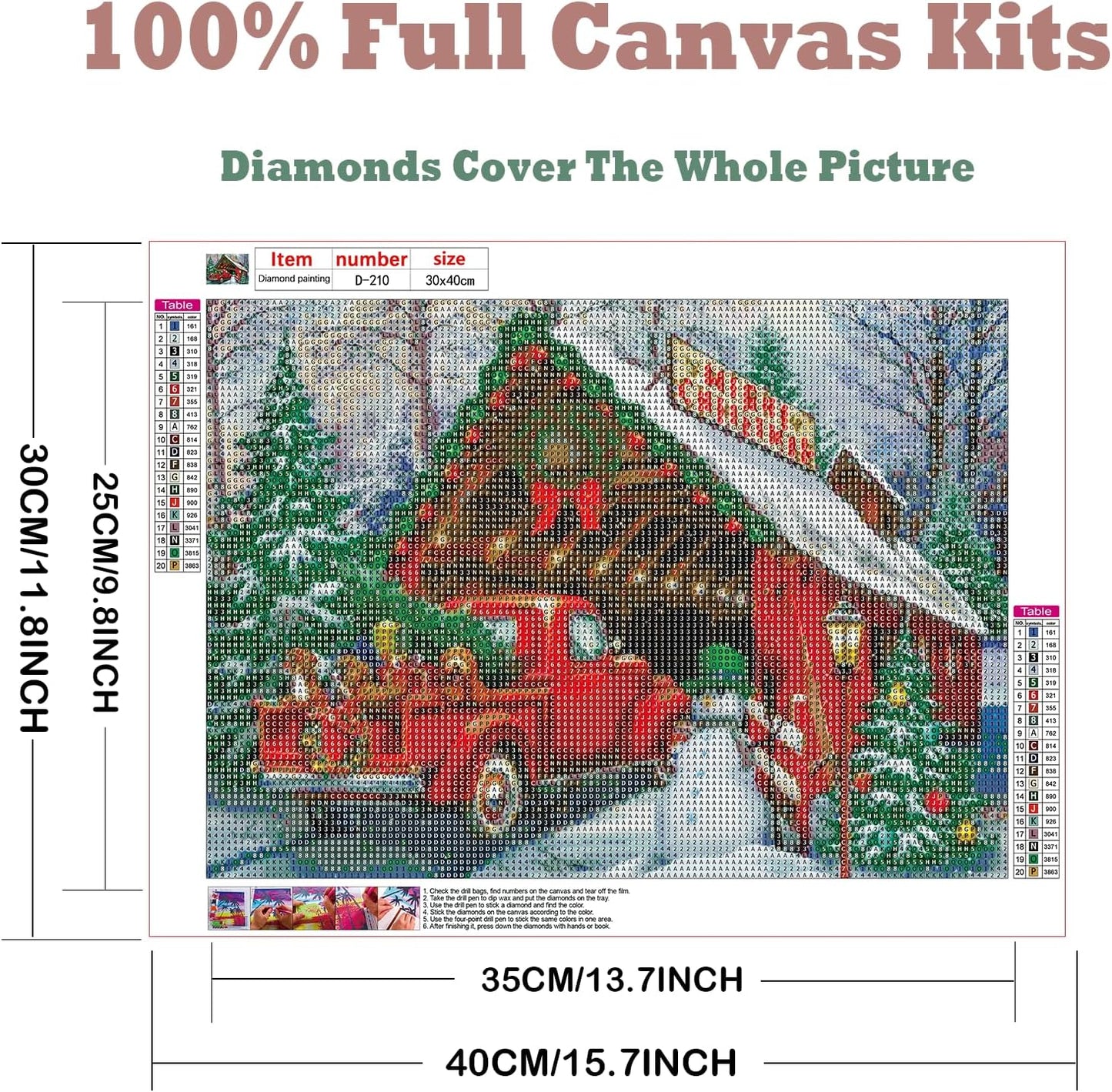 Christmas Diamond Painting Kit for Adults,DIY Diamond Painting Art -Red Truck and Red House Diamond Painting Kit,Diamond Painting Art Kits,Christmas Gifts and Home Decor (11.8x15.7in)