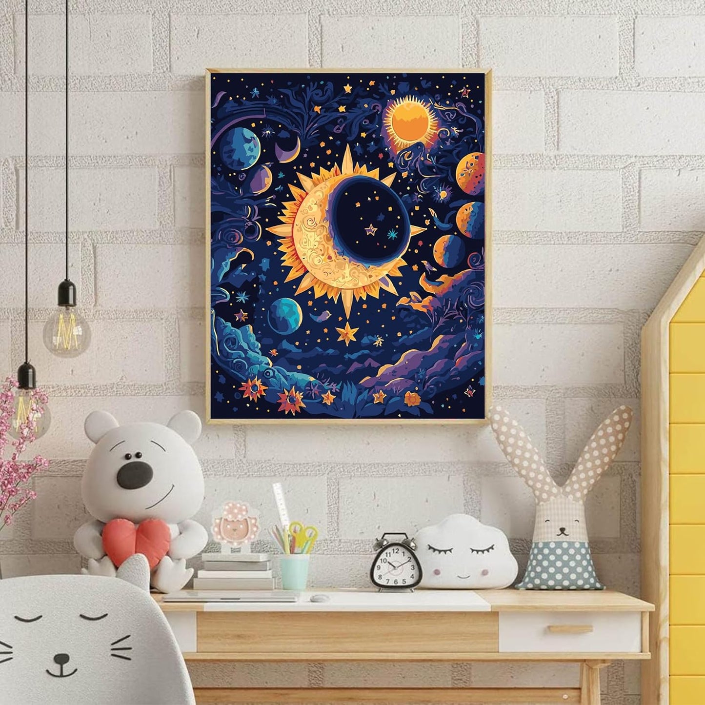 xackcme Moon Paint by Numbers for Adults-Stars Paint by Number on Canvas Without Frame,DIY Starry Sky Oil Painting for Gift Home Wall Decor(16x20inch)