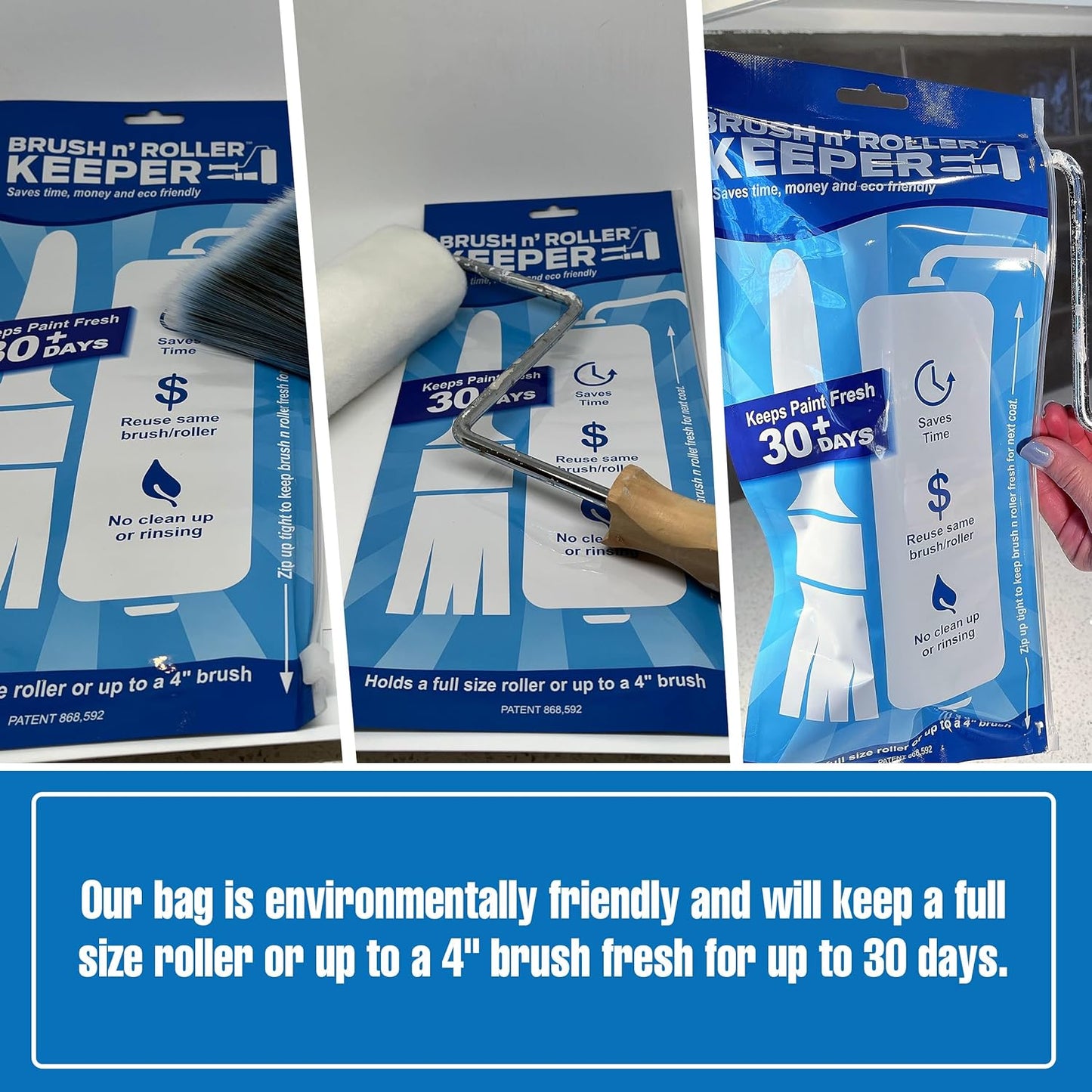 Touch Up Cup Brush & Roller Keeper, Paint Roller Cover Wet Brush Storage Bag, Pack of 6, As Seen On Shark Tank Products