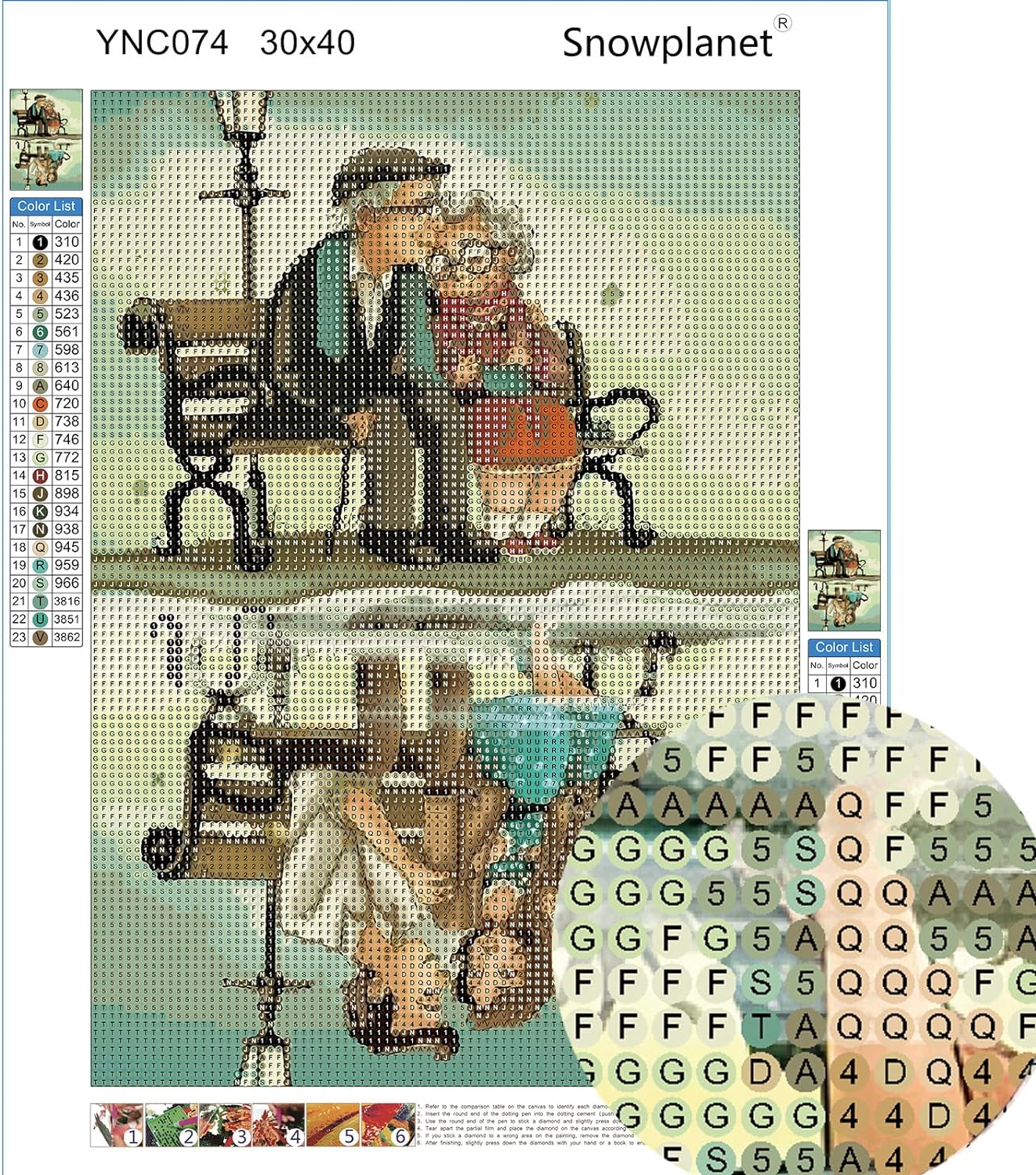 Snowplanet Diamond Painting- Diamond Art Kits for Adults,Old Couple Full Drill Diamond Painting Kits,5d Gem Art for Adults Wall Home Decor (YNC074)