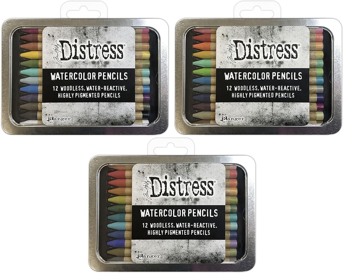 Tim Holtz Distress Watercolor Pencils Set 1, 2 and 3-36 Woodless Watercolor Pencils