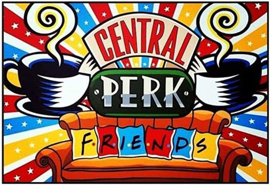 5D Diamond Painting by Number Kit for Adult, DIY Full Drill Toolkit Friends TV Show Central Perk Embroidery Rhinestone Painting Arts Craft for Home Wall Decor 12 X 16 Inch