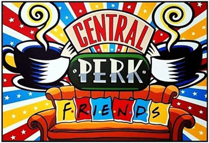 5D Diamond Painting by Number Kit for Adult, DIY Full Drill Toolkit Friends TV Show Central Perk Embroidery Rhinestone Painting Arts Craft for Home Wall Decor 12 X 16 Inch