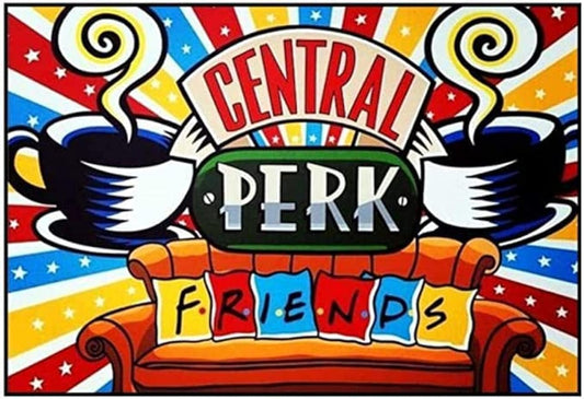 5D Diamond Painting by Number Kit for Adult, DIY Full Drill Toolkit Friends TV Show Central Perk Embroidery Rhinestone Painting Arts Craft for Home Wall Decor 12 X 16 Inch