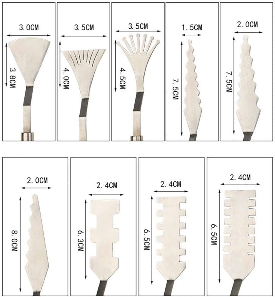 Jowoart 9 Pcs Flower Art Scraper Texture Knife Art Palette Knife Special-Shaped Scraper Oil Painting Acrylic Paint Tool for Art Students