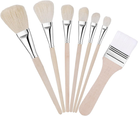 7pcs Gilding Brushes Set, Assorted Size Mop Brushes for Painting Versatile Goat Hair Brushes Paint Brushes for Crafts Acrylic Painting Gold Leaf Flakes Sheets