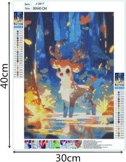 5D DIY Diamond Painting, Elk Painting Diamond Painting Kit for Adults, Rhinestone Embroidery, Diamond Art, Home Wall Decor Gift,Handmade Art Painting 12x16 Inch