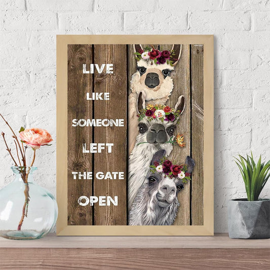 LEARTDYY Diamond Painting Llama Live Like Someone Left Gate Open 5D Diamonds Painting Art Kit for Adults Kids Round Full Drill Diamonds Home Wall Decoration Gift 12x16 Inches