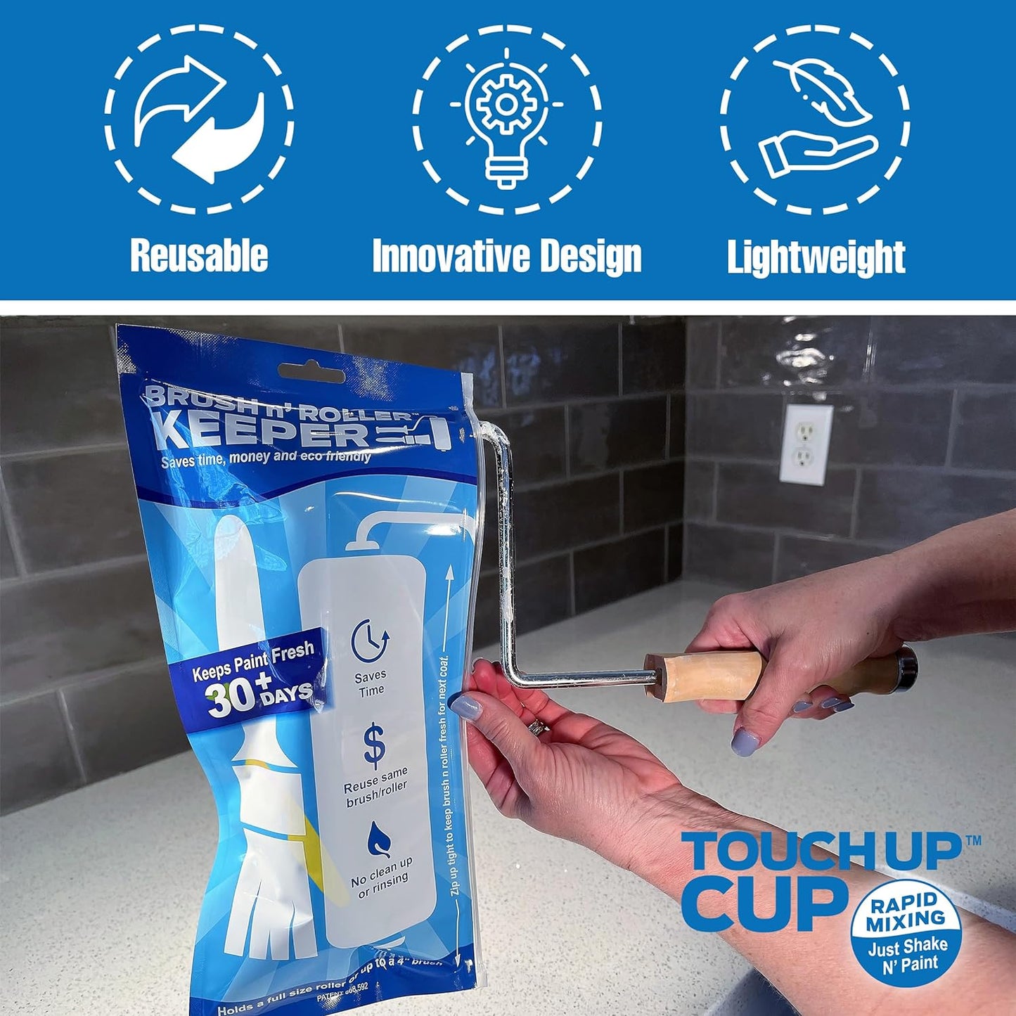 Touch Up Cup Brush & Roller Keeper, Paint Roller Cover Wet Brush Storage Bag, Pack of 6, As Seen On Shark Tank Products