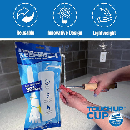 Touch Up Cup Brush & Roller Keeper, Paint Roller Cover Wet Brush Storage Bag, Pack of 6, As Seen On Shark Tank Products