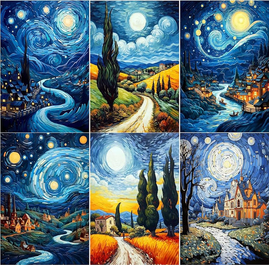 Leatrice 6 Pack Diamond Painting Kits锛孌iamond Painting Adults Full Drill Crafts for Adults Kids Beginners锛孉bstract Diamond Painting Packs Gem Art Home Wall Decor 11.8x15.7inch