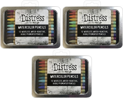 Tim Holtz Distress Watercolor Pencils Set 1, 2 and 3-36 Woodless Watercolor Pencils