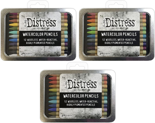 Tim Holtz Distress Watercolor Pencils Set 1, 2 and 3-36 Woodless Watercolor Pencils